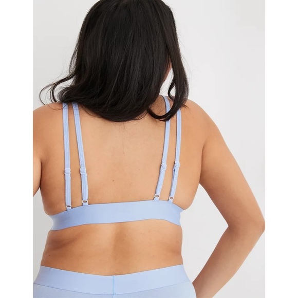 NWT Aerie High Neck Cotton Longline Bralette Womens Small Fresh Water Blue - Picture 2 of 8